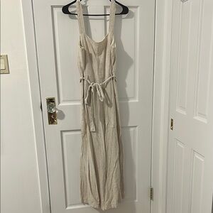 Beautiful Cream Jumpsuit With Pockets & Belt